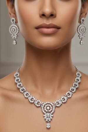 Luminous Filigree Bridal Necklace & Earring Set