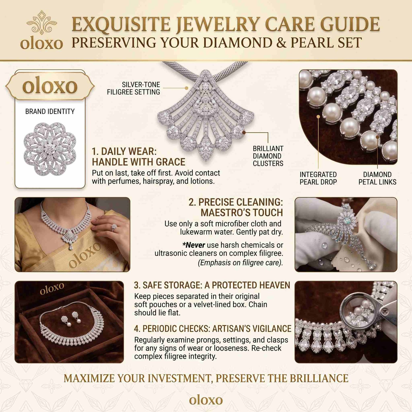 Oloxo Royal Marquise Cubic Zirconia Collar Choker Necklace & Pearl Drop Earring Set 5 Oloxo Royal Marquise Cubic Zirconia Collar Choker Necklace & Pearl Drop Earring Set jewellery care guide