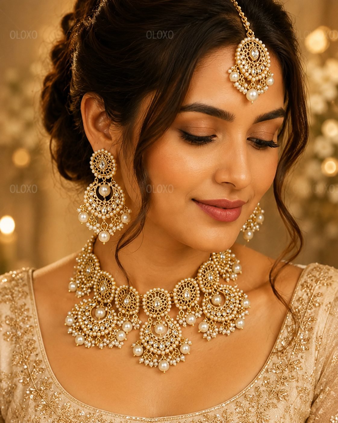 Royal Pearl Kundan Choker Bridal Necklace Set 1 Royal Pearl Kundan Choker Necklace Set