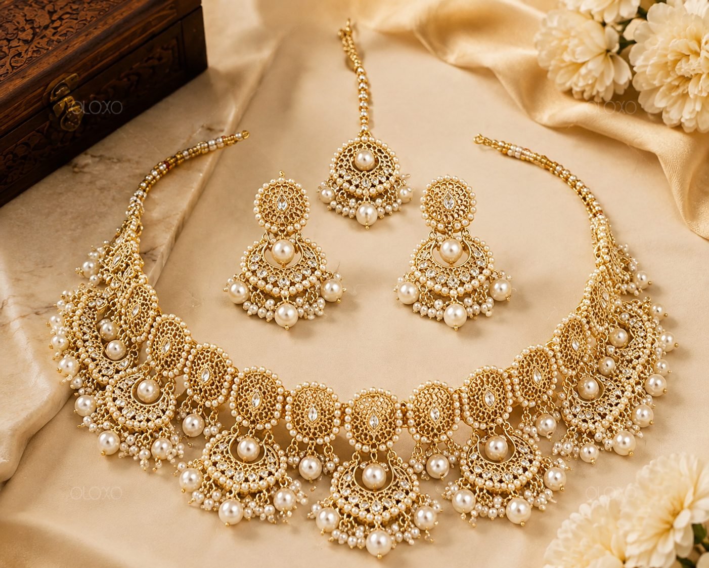 Royal Pearl Kundan Choker Bridal Necklace Set 3 Royal Pearl Kundan Choker Necklace Set_2
